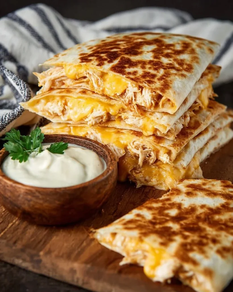 Delicious Chicken Quesadilla with melted cheese and fresh ingredients