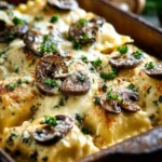 Chicken Alfredo roll ups with spinach and mushrooms ready to serve