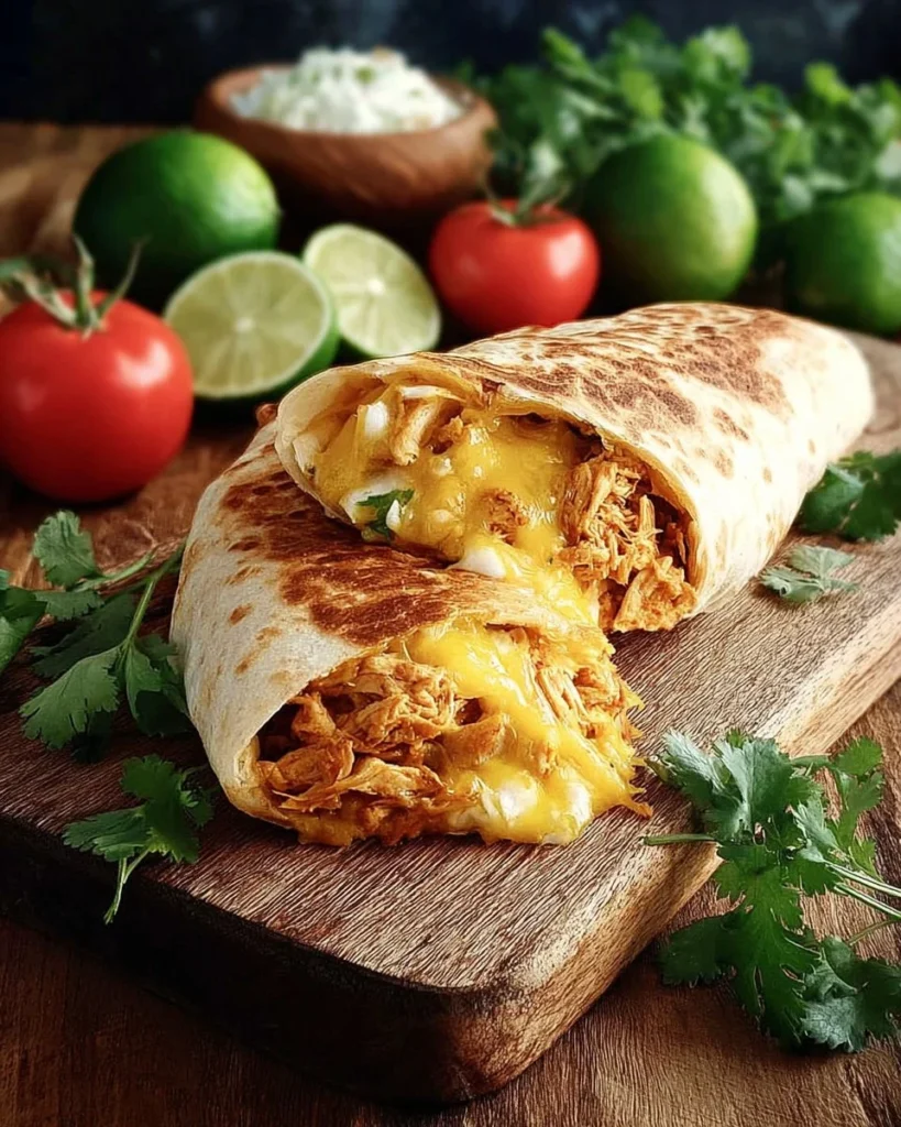 Crispy chicken burrito with creamy chipotle sauce on a plate