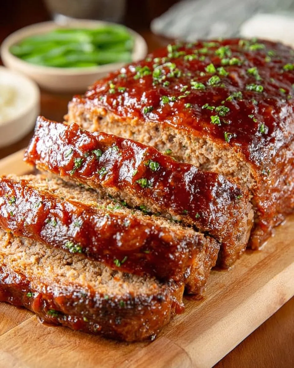 Delicious homestyle meatloaf ready to serve for a comforting family meal.