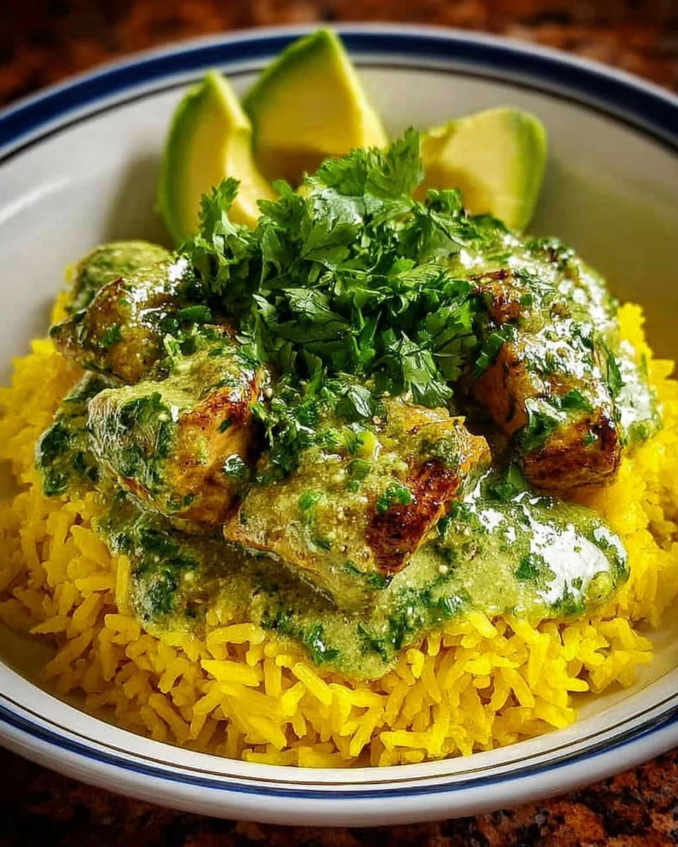 Instant Pot Creamy Avocado Chicken dish served with herbs and spices