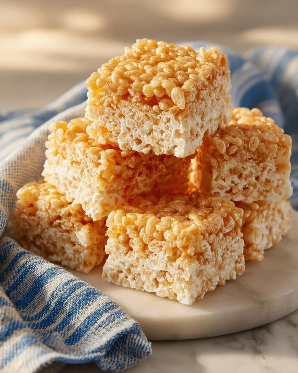 Delicious marshmallow cereal treats in a colorful dessert display