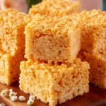Delicious Peanut Butter Rice Krispies Treats arranged on a plate.