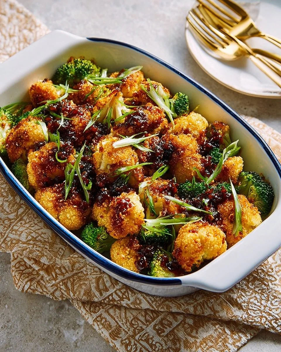 Sheet-pan sesame chicken with broccoli dish ready to serve.