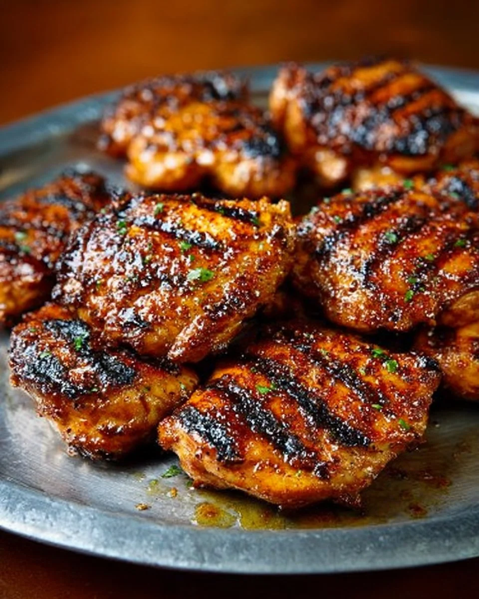 Spice-rubbed grilled chicken on a barbecue grill