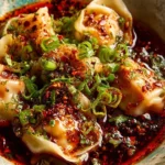 Delicious spicy wontons served at Din Tai Fung, showcasing bold flavors and exquisite presentation.