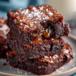 Delicious salted caramel brownies topped with flaky salt