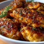 Air Fryer Maple Glazed Chicken Breast served on a plate with garnishes