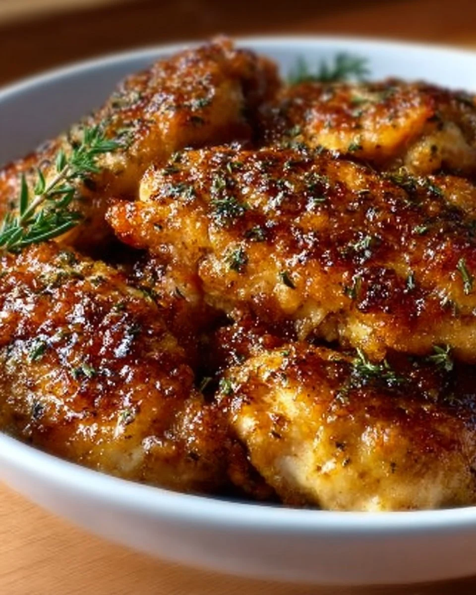 Air Fryer Maple Glazed Chicken Breast served on a plate with garnishes