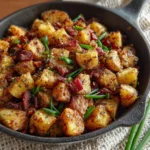 Plate of crispy bangin' breakfast potatoes served with herbs and spices