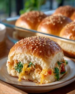 Delicious cheesy chicken sliders served on a platter