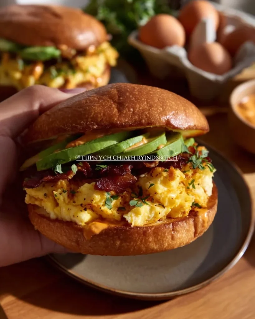 Cheesy chipotle breakfast sandwich with savory ingredients