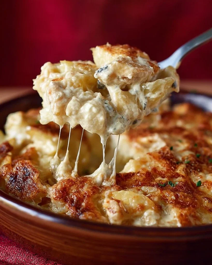 Delicious Chicken Alfredo Lasagna with creamy sauce and chicken layers