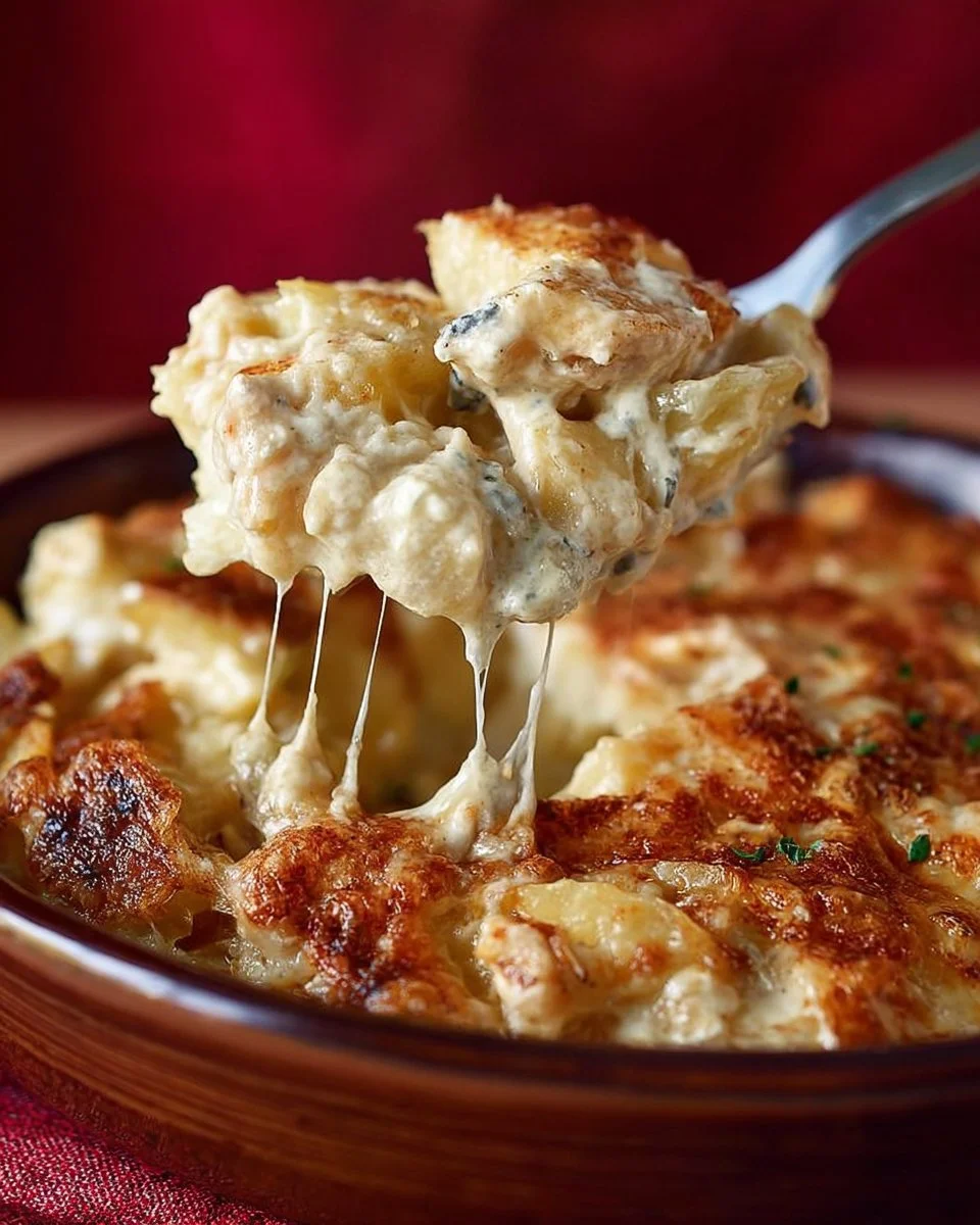 Delicious Chicken Alfredo Lasagna with creamy sauce and chicken layers
