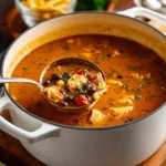 Delicious Chicken Enchilada Soup with vibrant ingredients in a bowl.