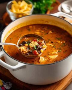 Delicious Chicken Enchilada Soup with vibrant ingredients in a bowl.