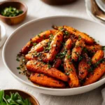 Delicious honey glazed carrots served as a side dish