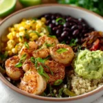 Delicious Mango Shrimp Fajita Bowl with fresh ingredients and vibrant flavors