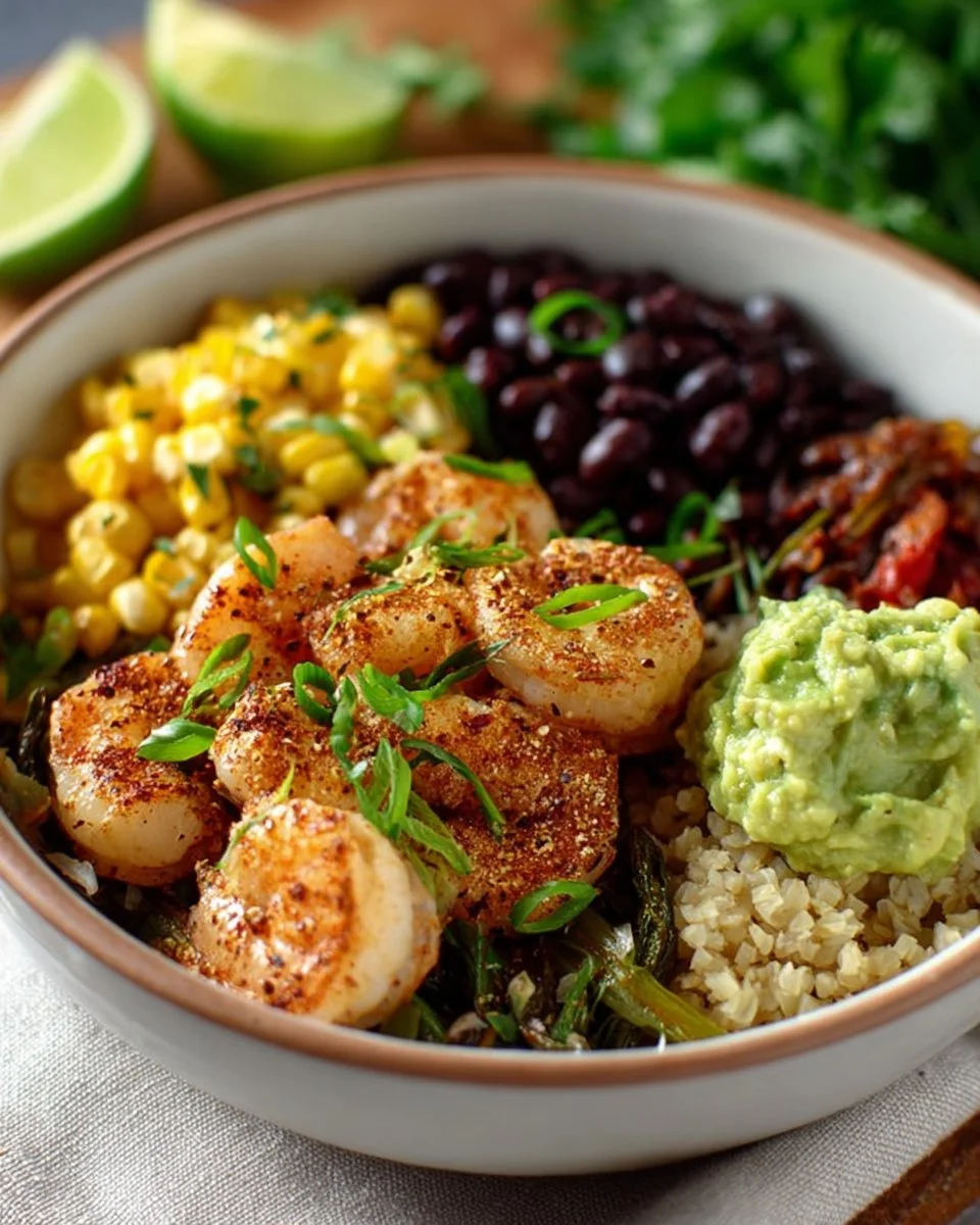 Delicious Mango Shrimp Fajita Bowl with fresh ingredients and vibrant flavors