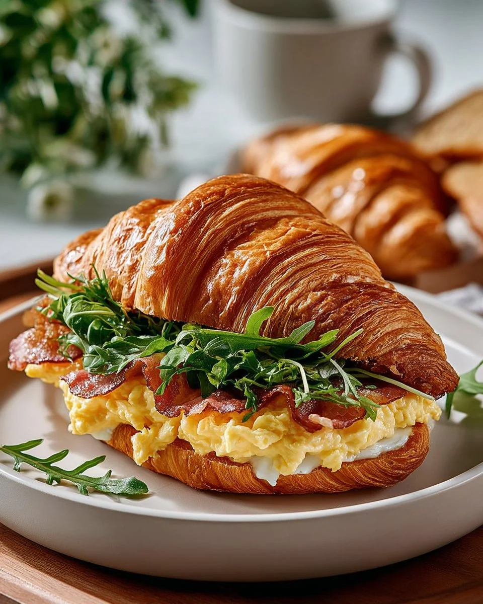 Maple Mustard Croissant Breakfast Sandwich showcasing layers of flavor