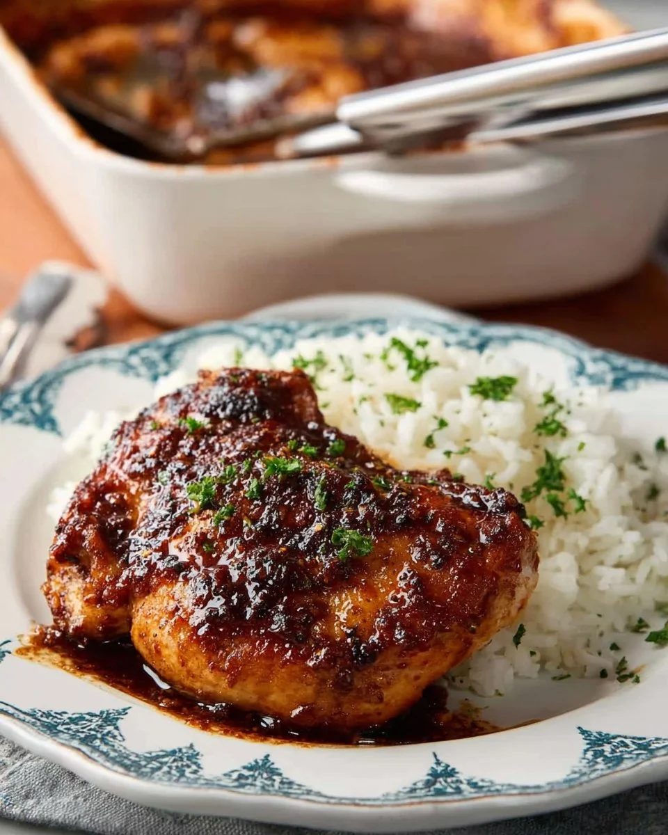 Delicious saucy brown sugar baked pork chops served with vegetables