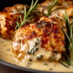 Slow Cooker Creamy Lemon Herb Chicken in a savory sauce with herbs