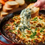 Delicious homemade spinach dip served with crispy crackers