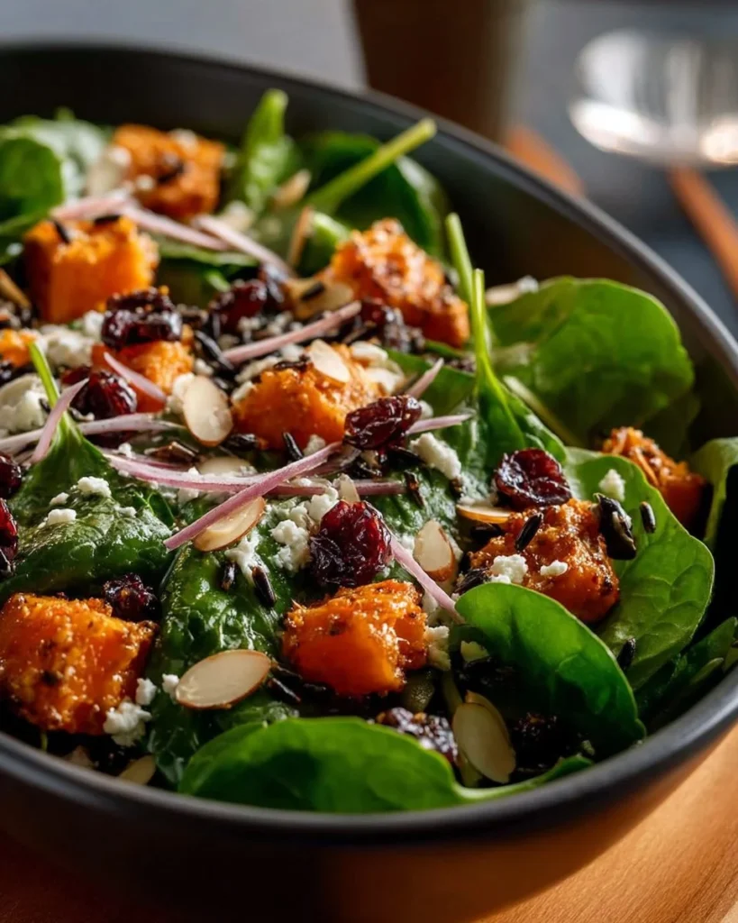Delicious and colorful sweet potato salad with fresh vegetables