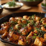 Texas Roadhouse Butter Chicken Skillet served with rice and vegetables