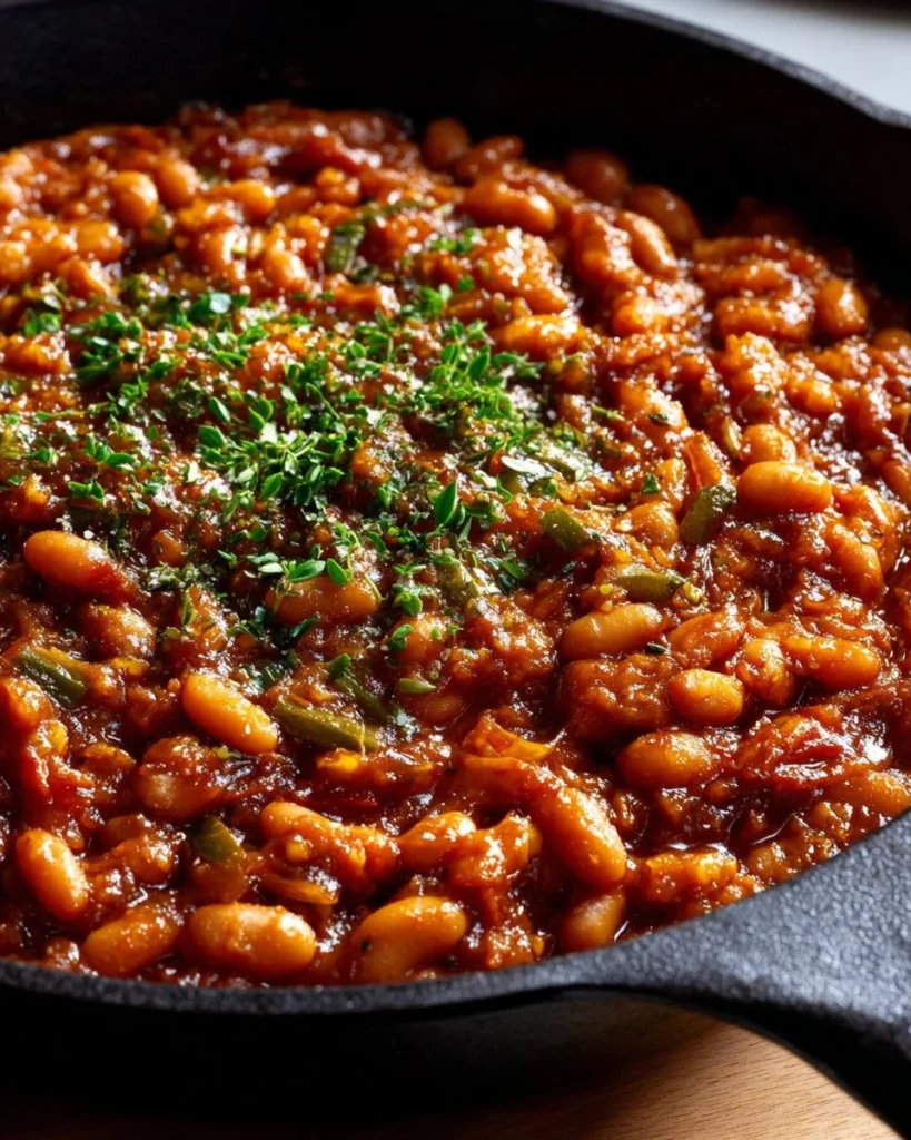 Delicious Southern baked beans served in a bowl