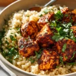 Crispy air fryer chicken bites served on a plate with dipping sauce
