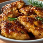 Air Fryer Maple Glazed Chicken Breast garnished with herbs and served on a plate