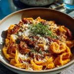 Creamy Cajun shrimp pasta with sausage served in a bowl