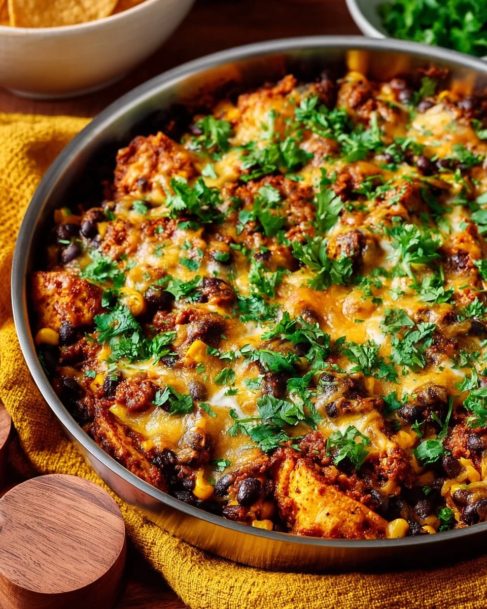 Easy Beef Enchilada Skillet recipe featuring savory beef enchiladas in one pan.