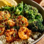 Honey Garlic Shrimp and Broccoli dish served on a plate