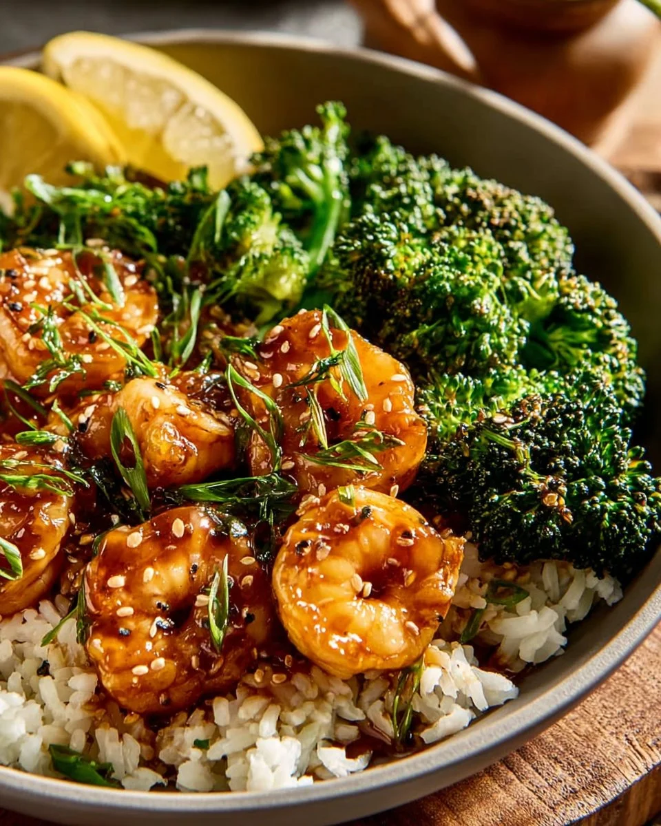 Honey Garlic Shrimp and Broccoli dish served on a plate