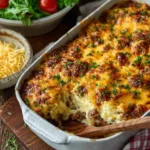 Delicious John Wayne Casserole served in a baking dish