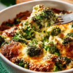 Delicious Keto Broccoli Cheese Casserole with melted cheese and broccoli