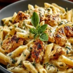 Creamy Marry Me Chicken Pasta served with herbs and parmesan cheese