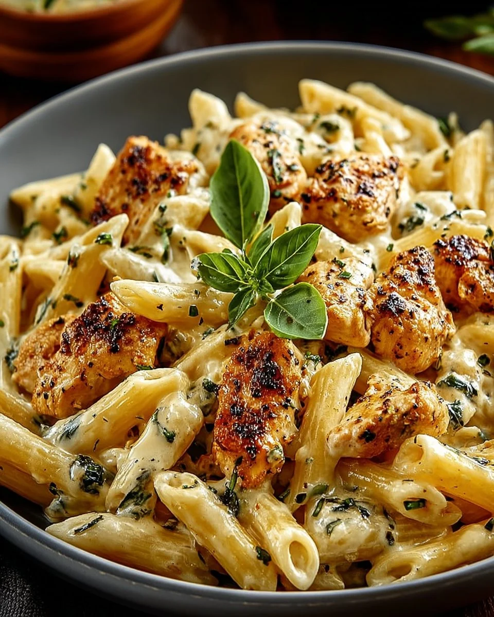 Creamy Marry Me Chicken Pasta served with herbs and parmesan cheese