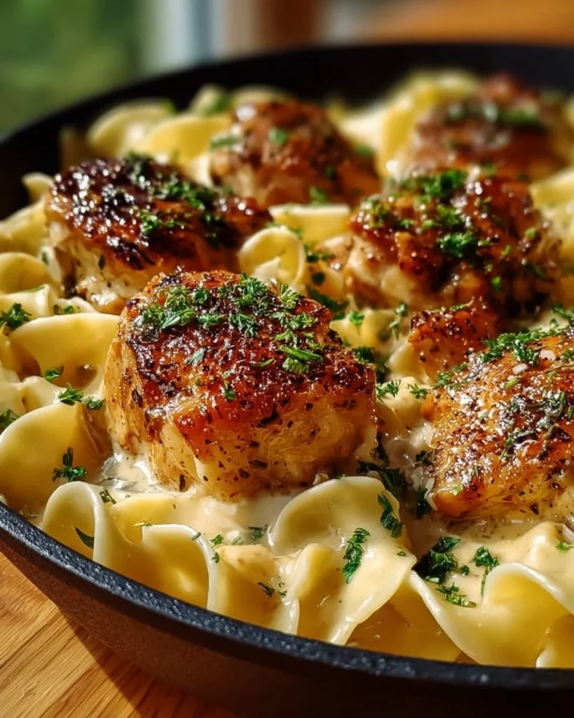One-Pan Chicken served with Buttered Noodles