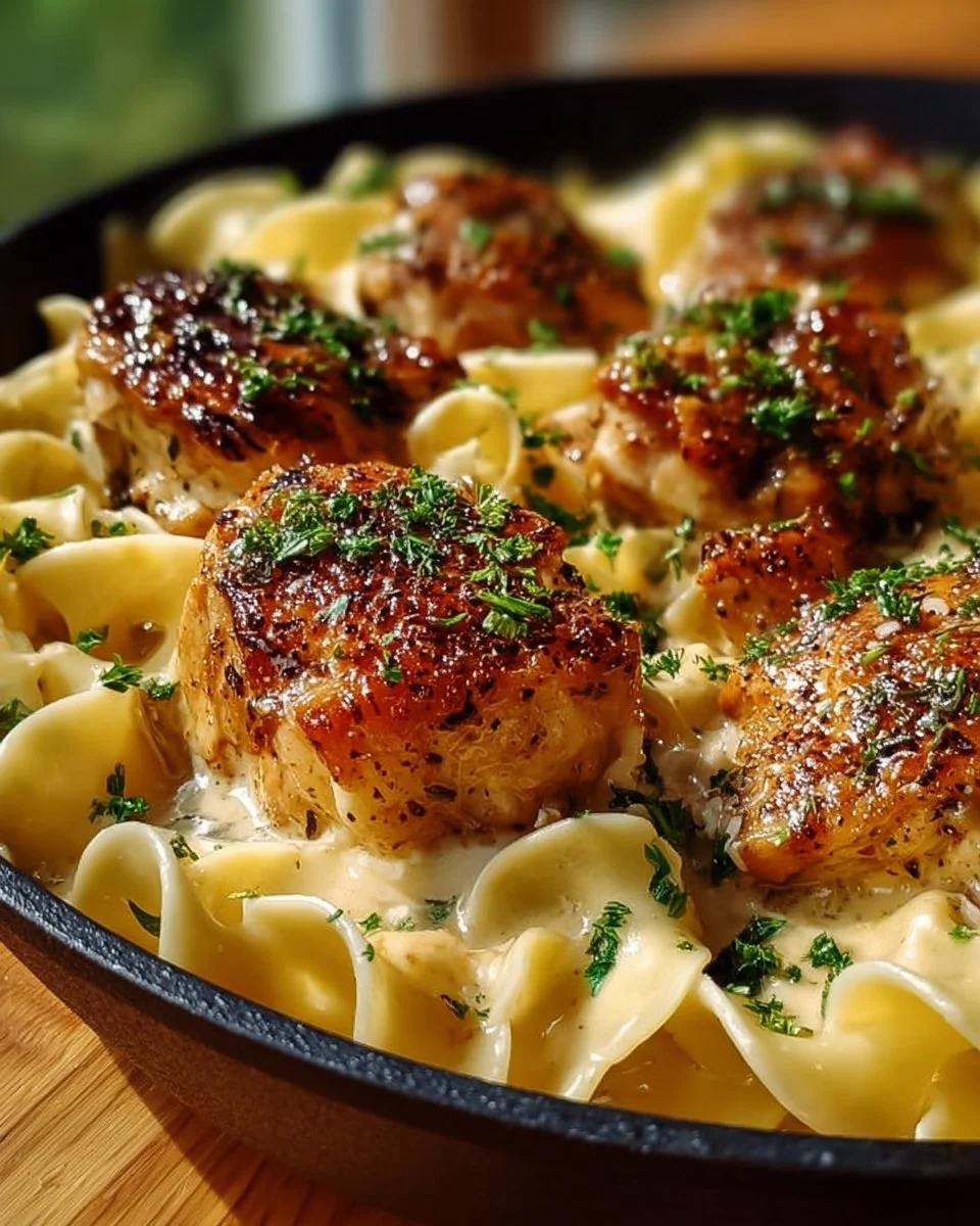 One-Pan Chicken served with Buttered Noodles