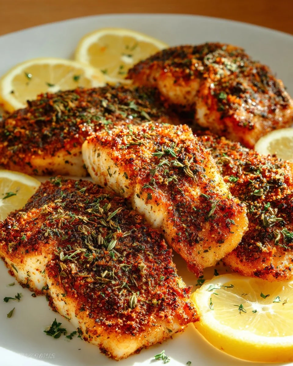 Deliciously baked Parmesan Herb Tilapia garnished with fresh herbs