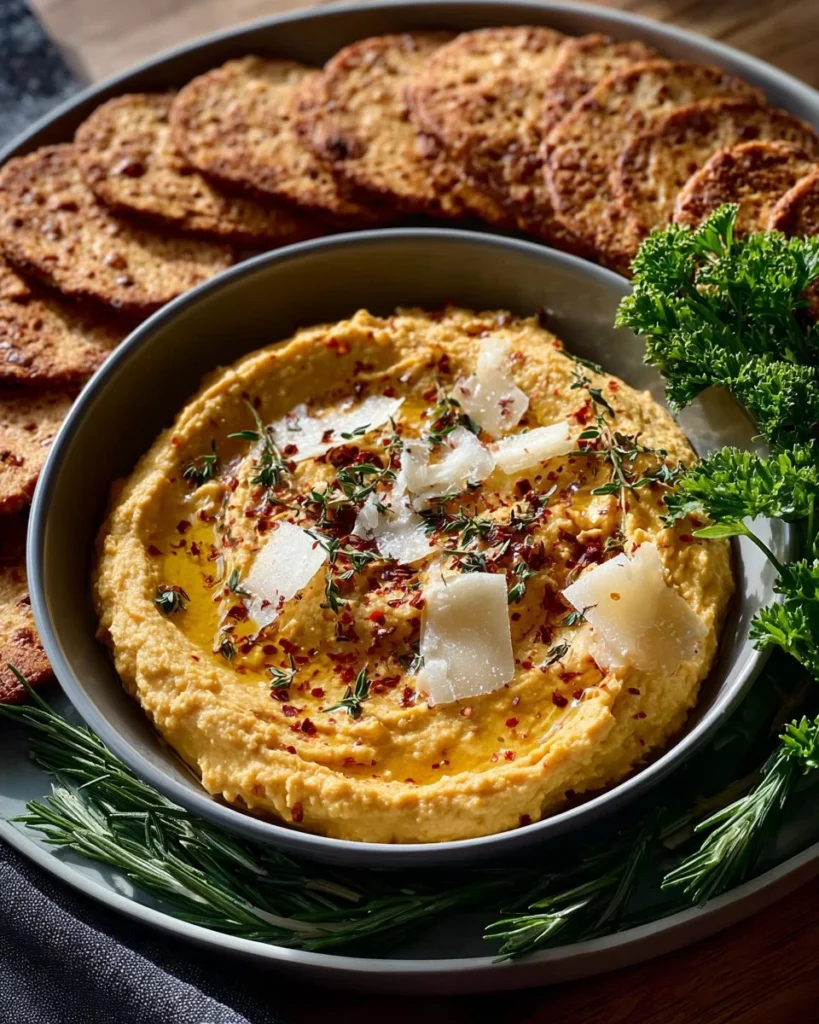 Creamy roasted butternut squash and goat cheese dip served in a bowl