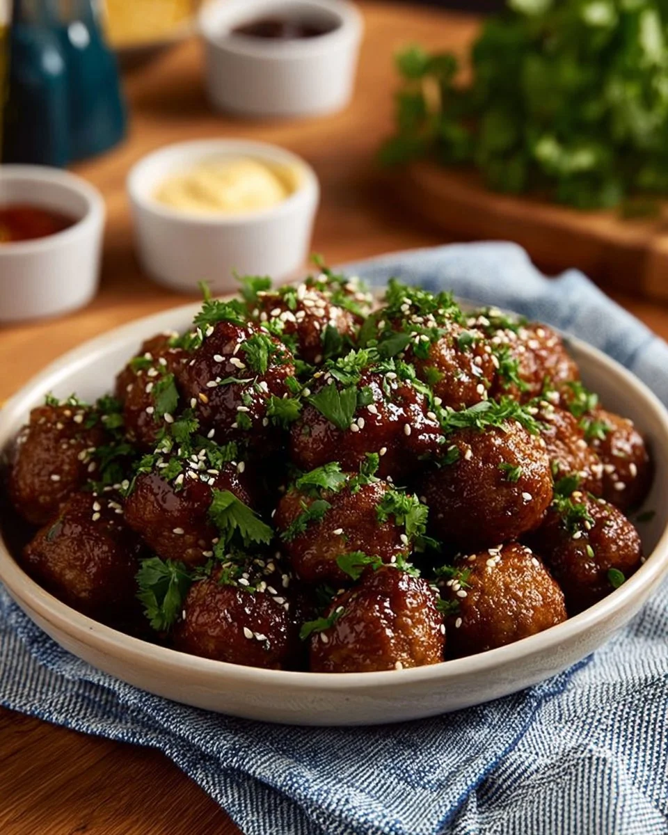 Slow Cooker Spicy Orange Marmalade Meatballs served in a bowl