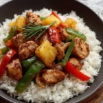 Sweet and Sour Chicken Stir-Fry with vibrant vegetables in a savory sauce