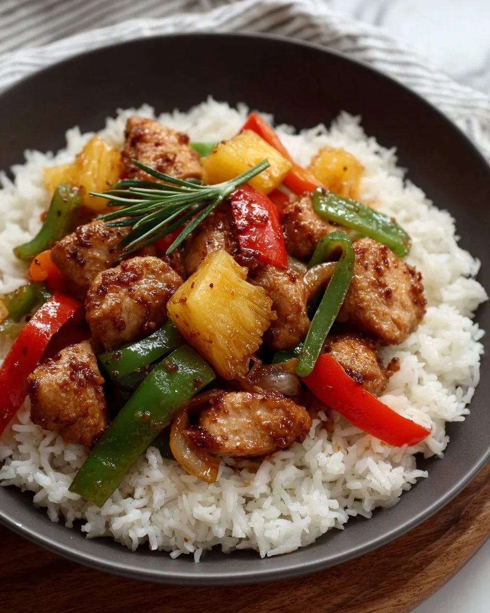 Sweet and Sour Chicken Stir-Fry with vibrant vegetables in a savory sauce