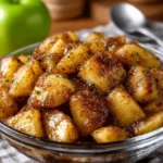 Delicious homemade apple compote served in a bowl with cinnamon sticks and fresh apples.