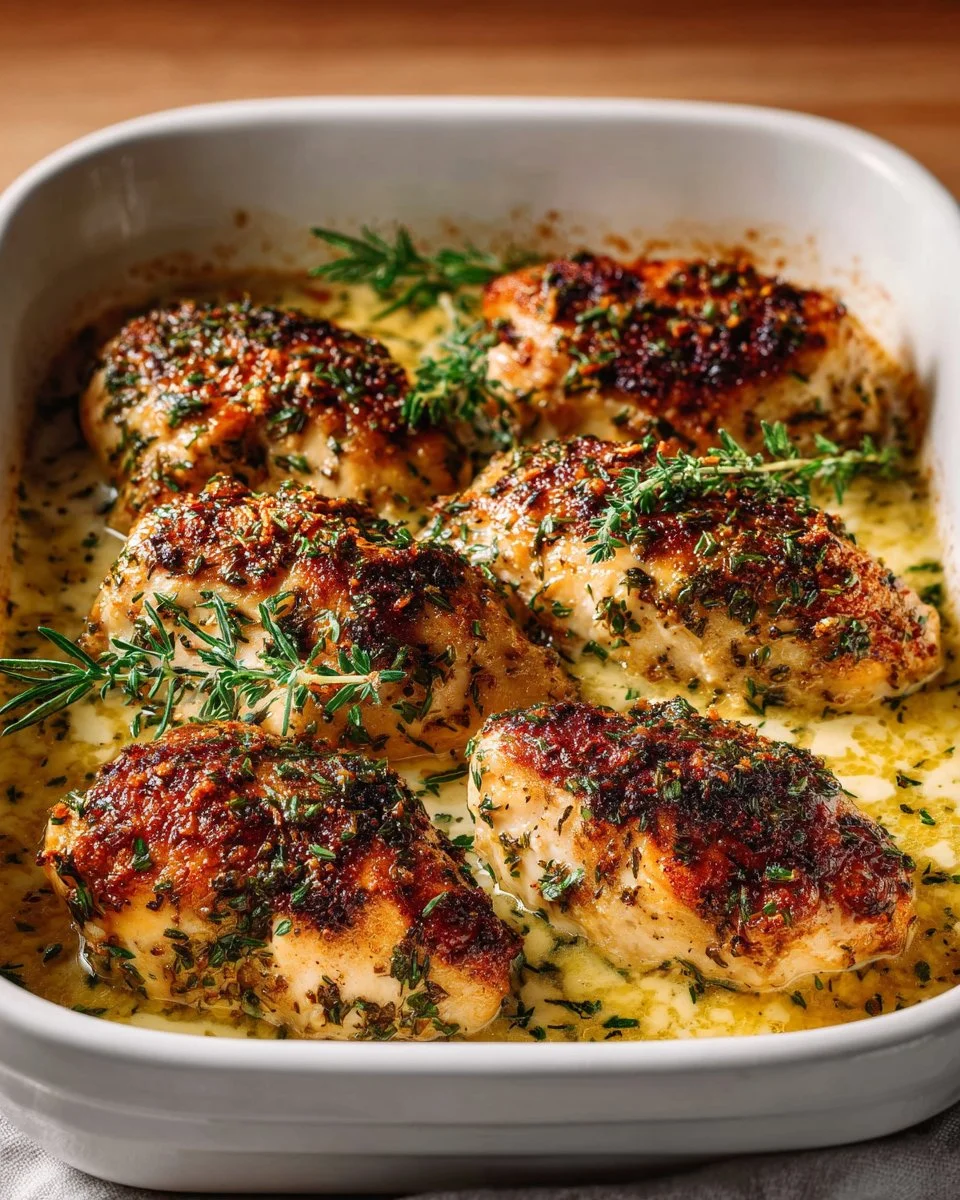Baked garlic butter chicken topped with mozzarella cheese