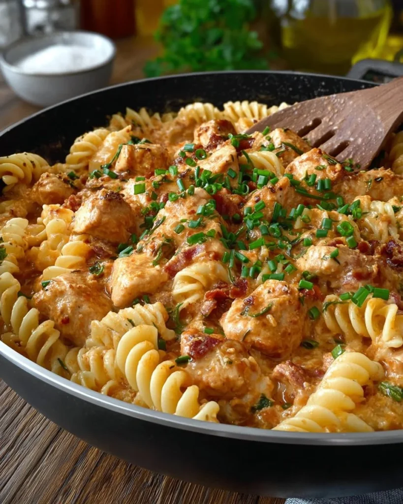 Bowls of creamy Buffalo Chicken Pasta garnished with cilantro